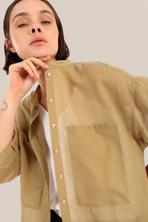 Oversized voile shirt with Long sleeves