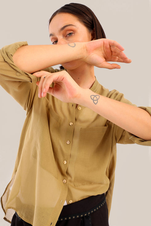 Oversized voile shirt with Long sleeves