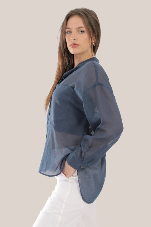 Oversized voile shirt with Long sleeves