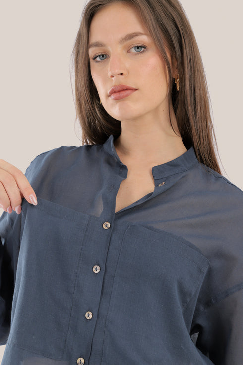 Oversized voile shirt with Long sleeves