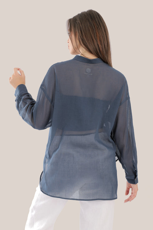 Oversized voile shirt with Long sleeves