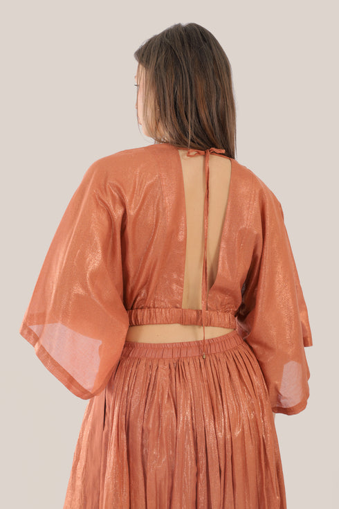 Short voile top with 3/4 length sleeves