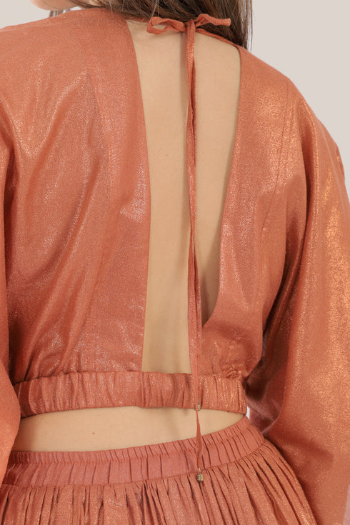 Short voile top with 3/4 length sleeves