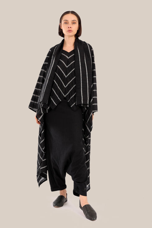 Striped bias cut top with thin straps