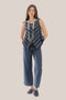 Striped bias cut top with thin straps