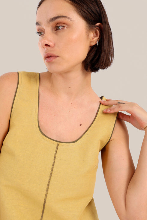 Embroidered round neck sleeveless top