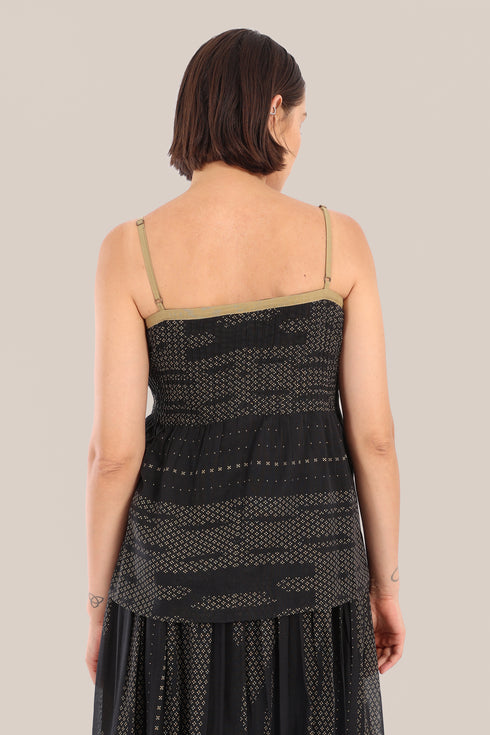 Top in cotton voile with thin adjustable straps