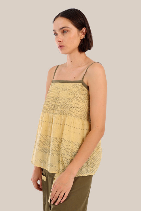 Top in cotton voile with thin adjustable straps