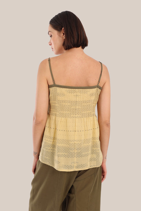Top in cotton voile with thin adjustable straps