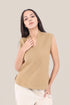Sleeveless top in faux cashmere cotton blend