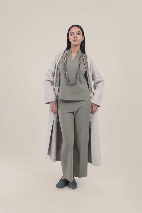 Sleeveless top in faux cashmere cotton blend