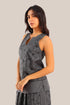 Embroidered cotton sleeveless top