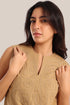 Embroidered sleeveless cotton round neckline top