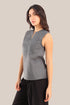 Embroidered sleeveless cotton round neckline top
