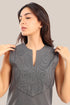 Embroidered sleeveless cotton round neckline top