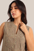 Embroidered sleeveless cotton round neckline top