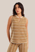 Sleeveless cotton-blend top with jacquard pattern