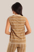 Sleeveless cotton-blend top with jacquard pattern