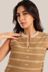 Sleeveless cotton-blend top with jacquard pattern
