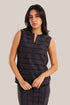Sleeveless cotton-blend top with jacquard pattern
