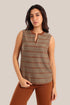 Sleeveless cotton-blend top with jacquard pattern