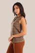 Sleeveless cotton-blend top with jacquard pattern