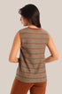 Sleeveless cotton-blend top with jacquard pattern