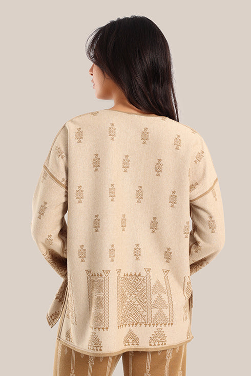 Loose fit patterned jacquard sweater
