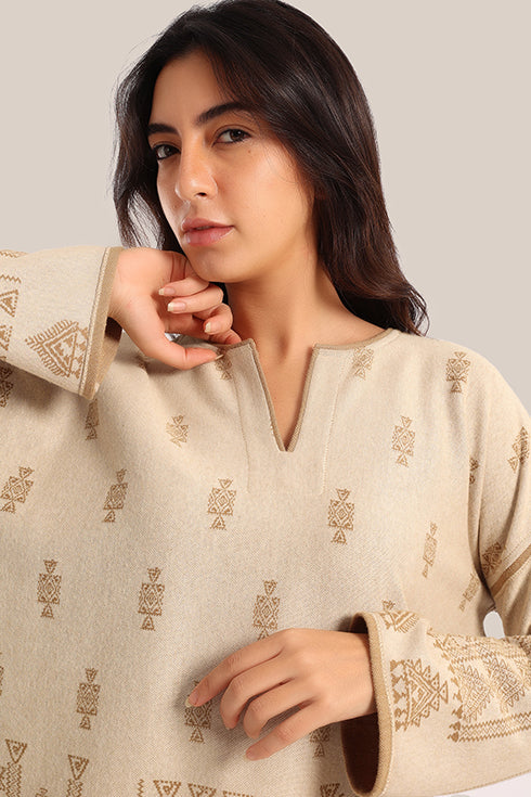 Loose fit patterned jacquard sweater