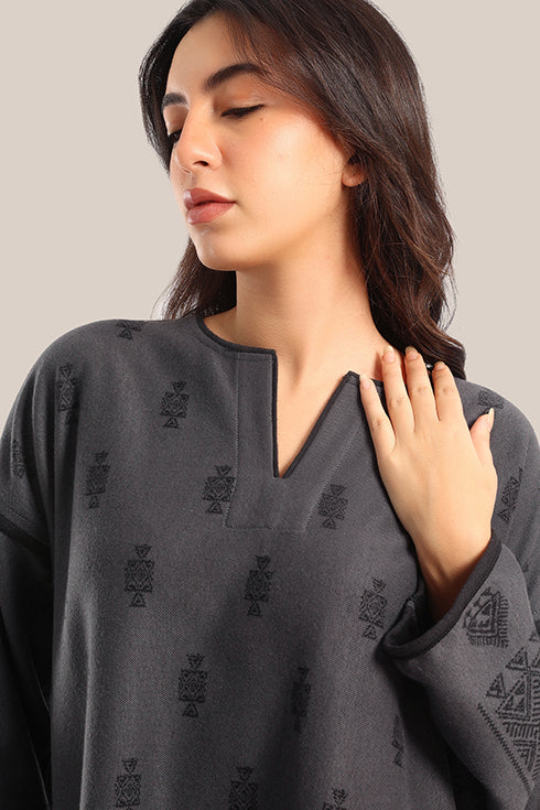 Loose fit patterned jacquard sweater
