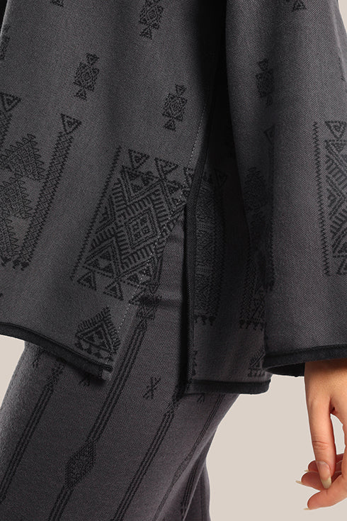 Loose fit patterned jacquard sweater