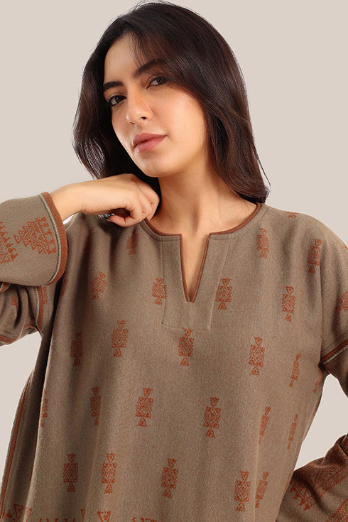 Loose fit patterned jacquard sweater