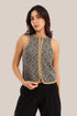 Sleeveless cotton printed short vest