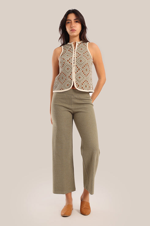 Sleeveless cotton printed short vest