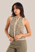 Sleeveless cotton printed short vest