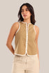 Short sleeveless round neck cotton vest