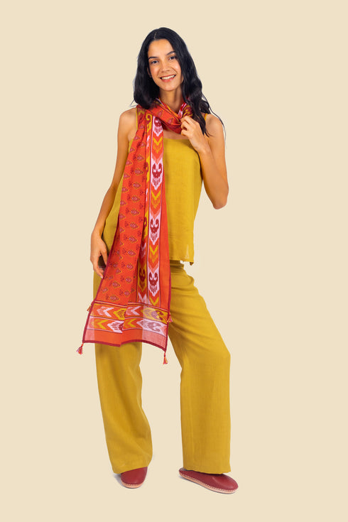 Embroidered short linen top