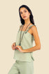 Embroidered short linen top