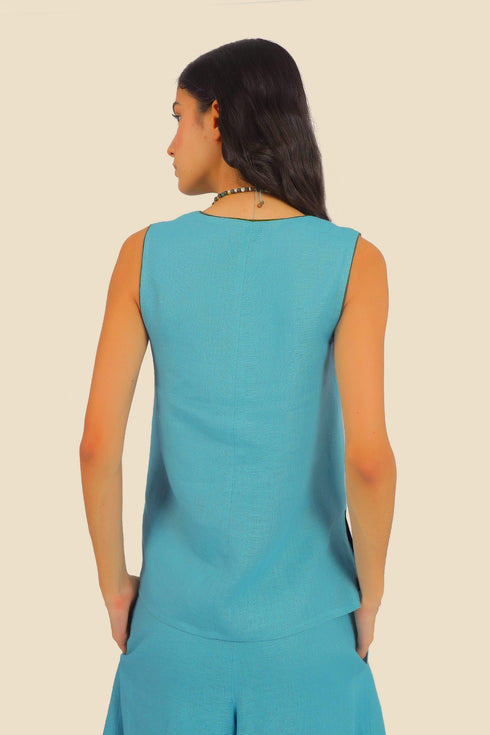 Sleeveless top in linen