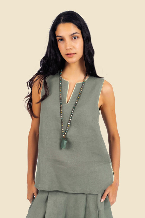 Sleeveless top in linen