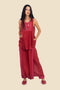 Sleeveless embroidered top in cotton gauze
