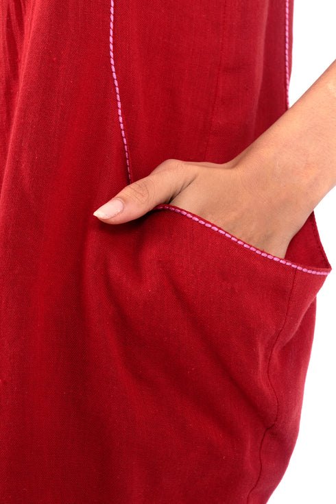 Sleeveless embroidered top in cotton gauze