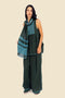 Sleeveless embroidered top in cotton gauze