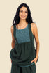 Sleeveless embroidered top in cotton gauze