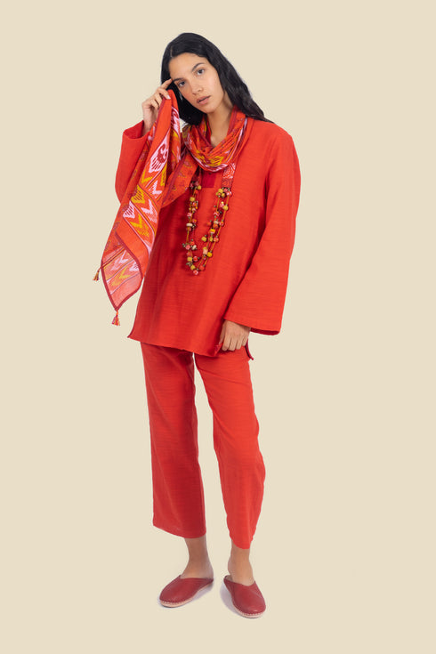 Embroidered long sleeves cotton shirt