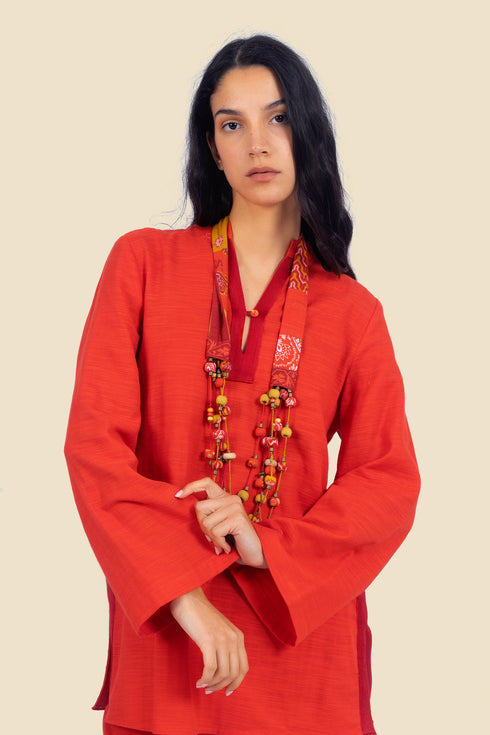 Embroidered long sleeves cotton shirt