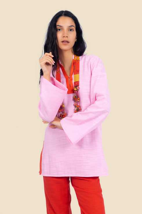 Embroidered long sleeves cotton shirt