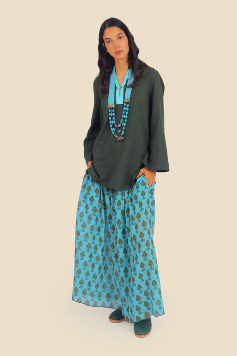 Embroidered long sleeves cotton shirt