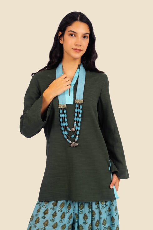 Embroidered long sleeves cotton shirt