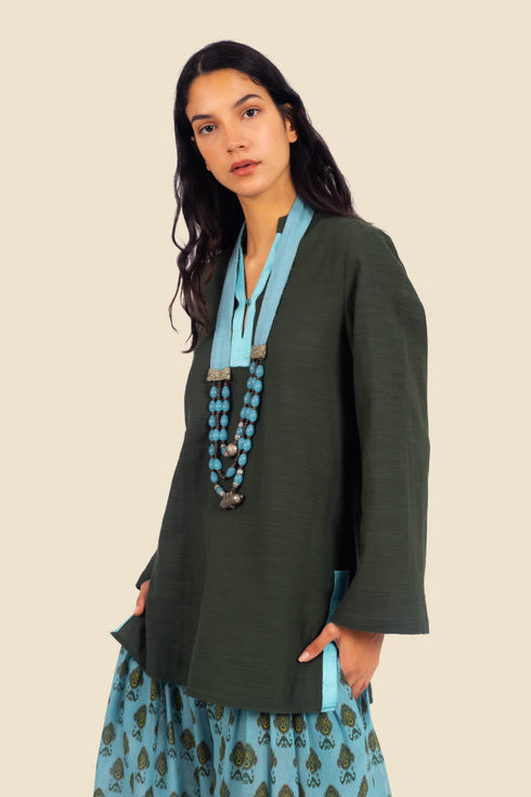 Embroidered long sleeves cotton shirt